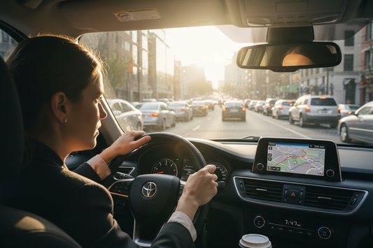 Person driving during morning commute with a calm, focused mindset