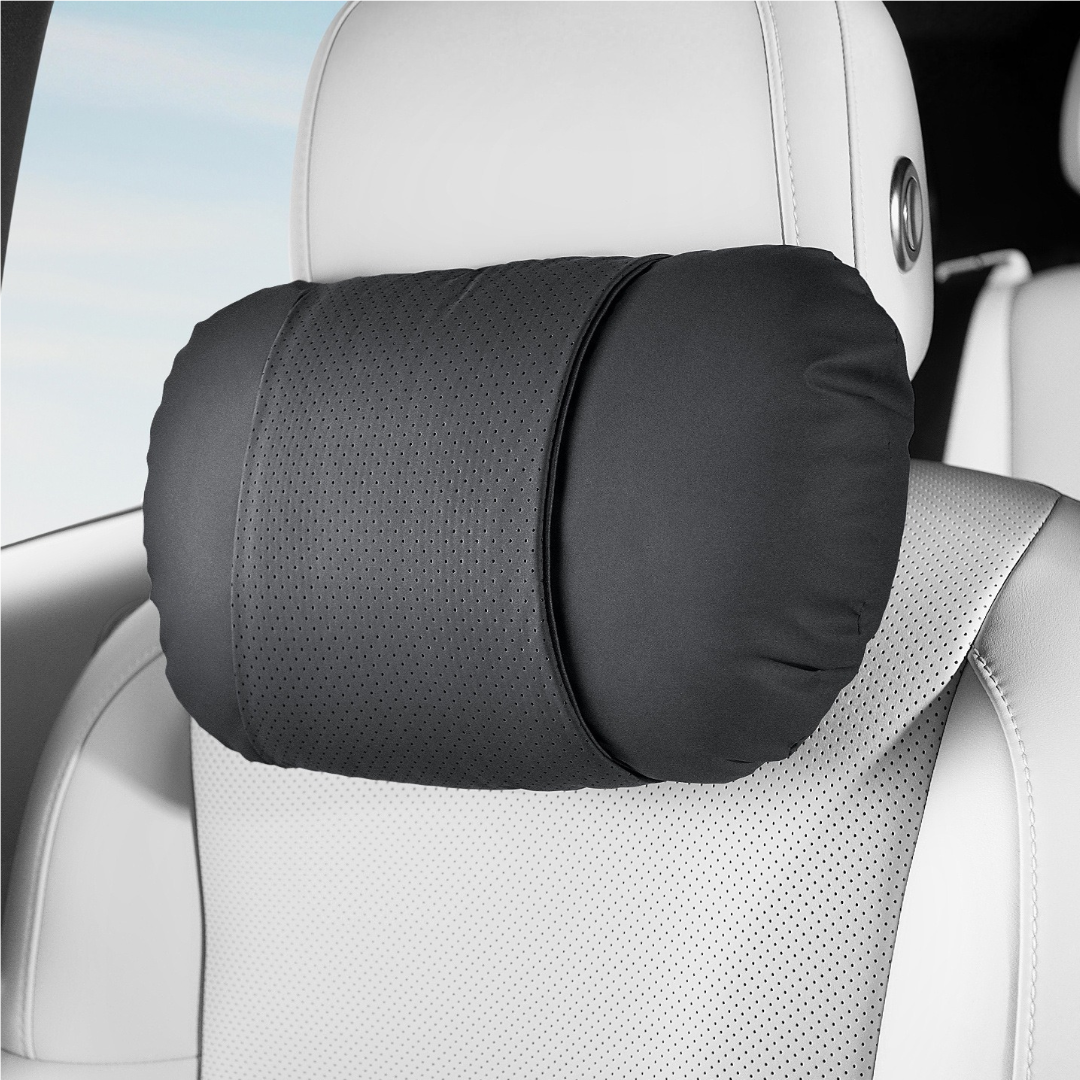 Car Neck Pillow and Lumbar Support Cushion – Nappa Leather Neck Pillow Black