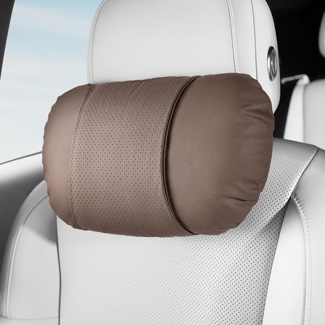 Car Neck Pillow and Lumbar Support Cushion – Nappa Leather Neck Pillow Brown