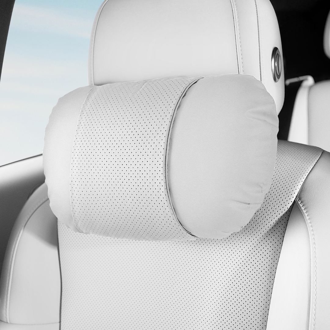 Car Neck Pillow and Lumbar Support Cushion – Nappa Leather Neck Pillow White