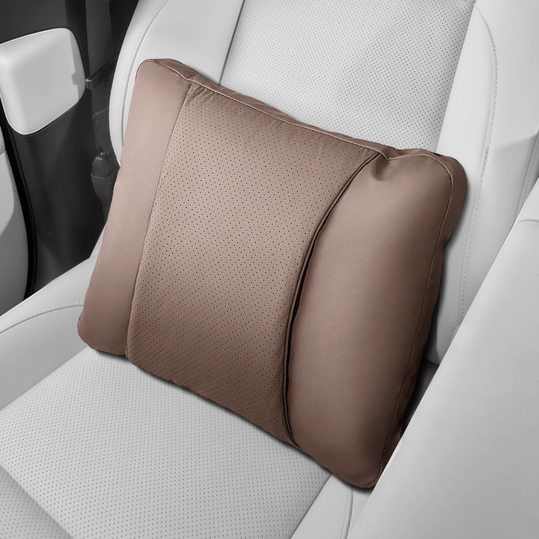 Car Neck Pillow and Lumbar Support Cushion – Nappa Leather Lumbar Support Brown