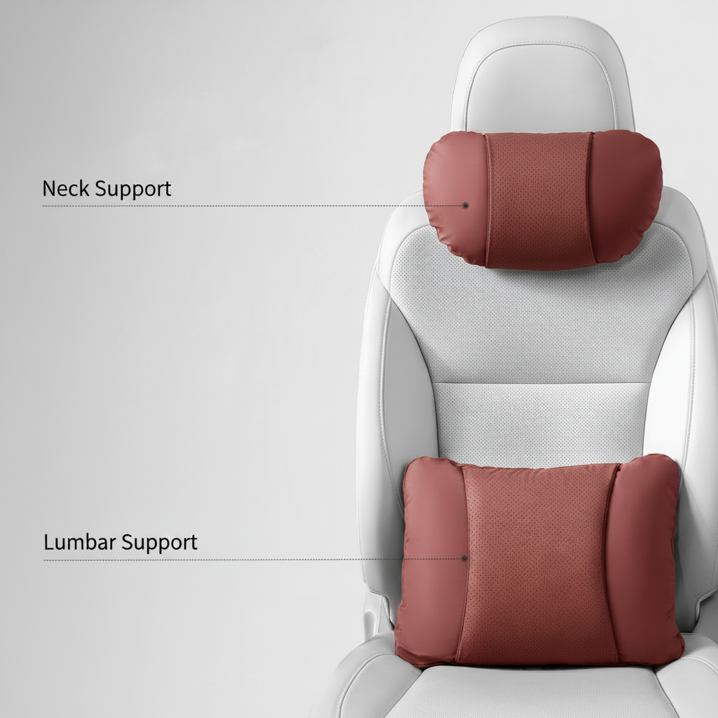 Car Neck Pillow and Lumbar Support Cushion – Nappa Leather